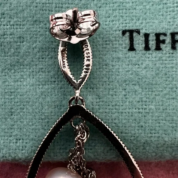 Iridesse by Tiffany & Co. Silver Marquise Pearl Earrings $850++
